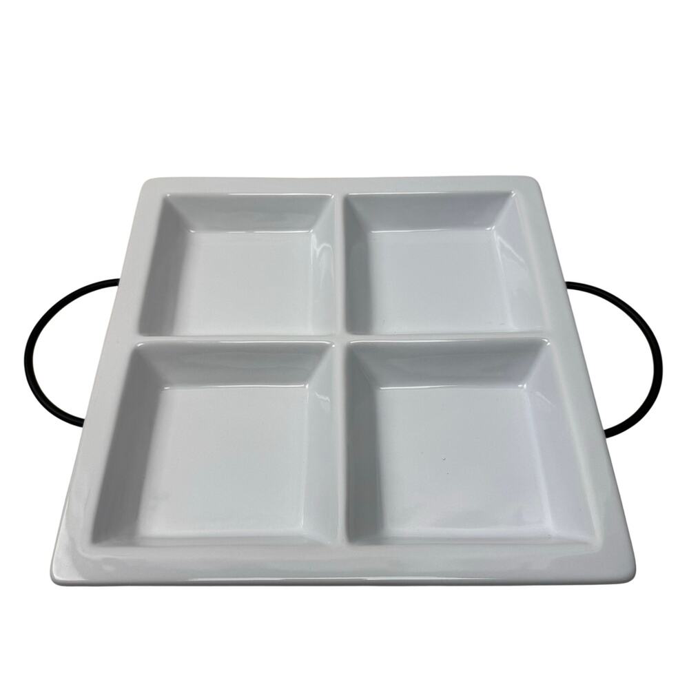 Certified International White Ceramic divided serving platter